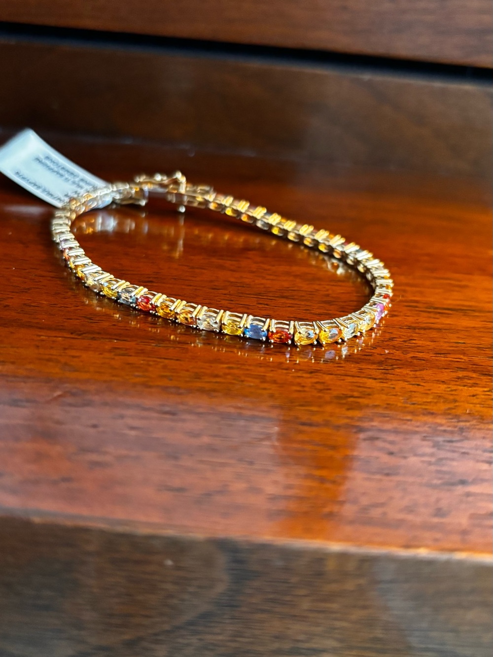 Gold Multicolor Gemstone Tennis Bracelet - Women Jewelry - Picture 9 of 9